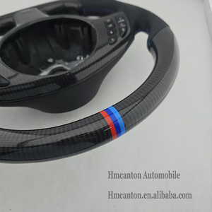 Volante de fibra de carbono perforada con franja superior tricolor, el más popular, para BMW E46. - Product Image 3
