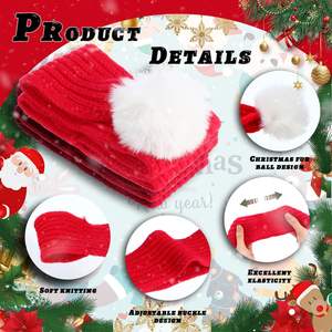 أوشحة قطنية منسوجة للحيوانات الأليفة بنقوش زهرية مع كرات بوم بوم قابلة للتعديل للكلاب والقطط الصغيرة والكبيرة - إكسسوارات الشتاء - Product Image 3