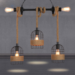 Lustre d'art en fer de style industriel vintage, personnalité créative, conduite d'eau, corde de chanvre, suspension pour bar, café, table à manger - Product Image 4