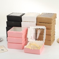Boîte cadeau carrée pliable en papier spécial avec fenêtre, de qualité alimentaire, pour gâteaux et desserts - Vide