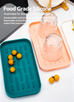 Voedselveilige siliconen afdruipbak, multifunctionele rechthoekige droogmat met afdruiprooster voor keuken, badkamer, beker- en fruitorganizer