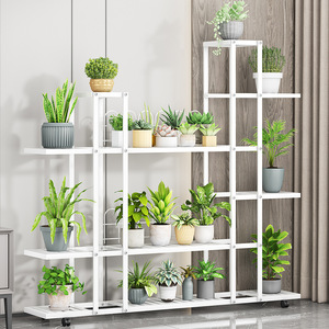 Étagère de rangement multi-niveaux en fer forgé de style européen, support de pot de fleurs <span class=keywords><strong>sur</strong></span> <span class=keywords><strong>pied</strong></span> pour salon, jardinières vertes - Product Image 1