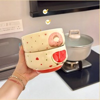Nouvelle assiette à dîner en porcelaine pour enfants, motif dessin animé mignon, compatible micro-ondes, bol à fruits personnel pour la maison