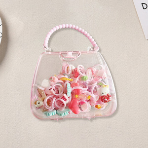 Childrens Handbag Set Makeup Beaded Toy Diy Craft Kit For Girls Age 3-10 Years Old Acrylic Material Transparent Pink Color - Product Image 2