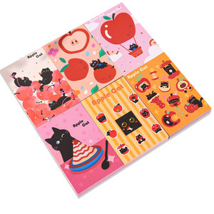 Juego de 6 Cuadernos de Bolsillo A7, Diseño de Gato Adorable, Páginas de Colores, Papel Grueso de 100 g/m², Bloc de Notas Desprendible, para Regalo de Papelería - Product Image 5