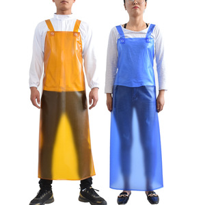 Tablier de travail imperméable, résistant à l'huile, aux acides et aux alcalis, pour la cuisine et le nettoyage, pour hommes et femmes, grande taille, couleur unie, longueur longue - Product Image 5