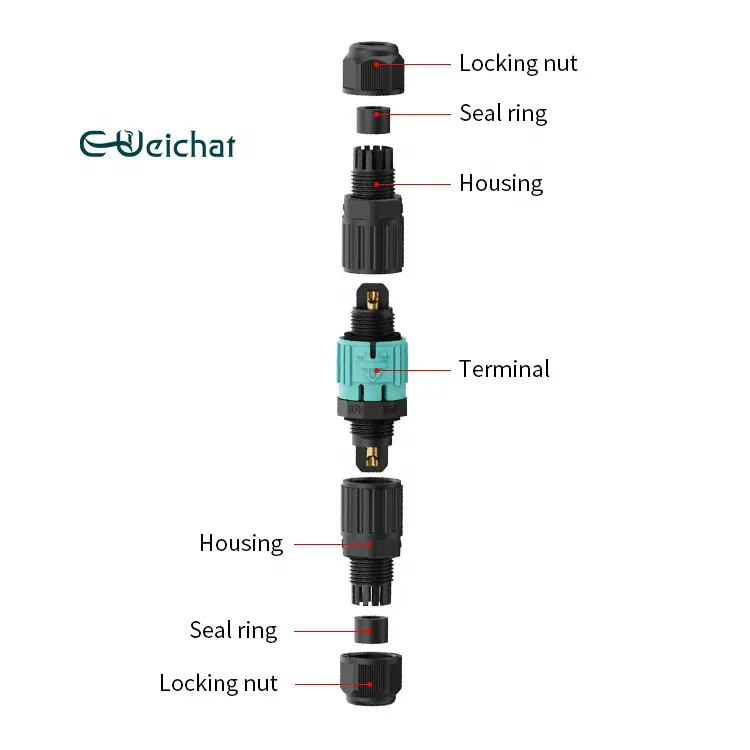 전자 Weichat 야외 비바람에 견디는 IP68 남성 여성 플라스틱 조명 와이어 클립 커넥터 2Pin 3Pin 4Pin 5Pin 6Pin 전원 커넥터