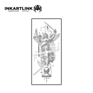 INKARTLINK Pegatina de <span class=keywords><strong>Tatuaje</strong></span> Dama Justicia, Escamas de Diosa Griega, <span class=keywords><strong>Espada</strong></span>, Arte Glitch, Geométrico Moderno, Herbal, 15 Días, Venta al por Mayor - Product Image 3