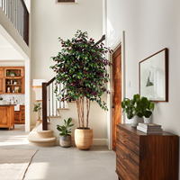 Arbre Bonsaï Artificiel pour Décoration d'Intérieur Branche Véritable Plante en Pot Plastique Vert Pot de Fleur d'Intérieur Feuilles Vertes Plante Banyan