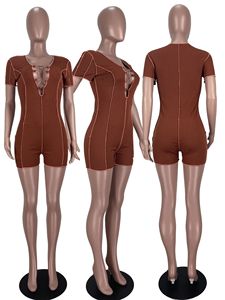 Autumn Plus <strong>Size</strong> Lace up Jumpsuit for Women <strong>Clothing</strong> XL-5XL Rompers Casual Hollow Out Plus <strong>Size</strong> Short Jumpsuit for Ladies - Product Image 6