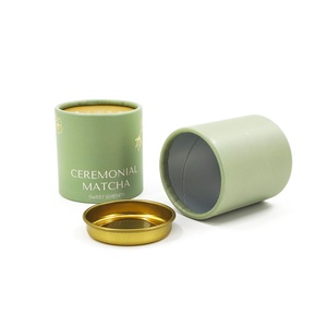 Envase de Papel para Matcha, Tubo de Papel de Grado Alimenticio con Tapa Metálica, Diseño a Prueba de Humedad, Caja Redonda para Té - Product Image 3