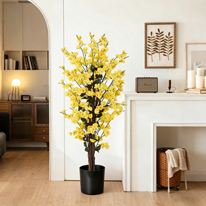 ZMHLHYJY Albero di ciliegio artificiale giallo da 1,8 m, in seta sintetica fatta a mano con tronco realistico per casa, ufficio, interni ed esterni - Product Image 5