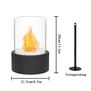 Black Round Metal Tabletop Ethanol <strong>Fireplace</strong> Round Black Bio Ethanol Ventless <strong>Small</strong> <strong>Fireplace</strong> With Stones (Freeshipping) - Product Image 2