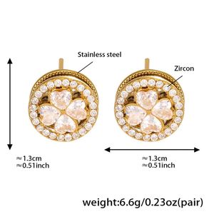 High Quality Women's Stainless Steel Flower Jewelry Set Zircon Rotatable <b>Necklace</b> <b>Ring</b>-Gold for Wedding Party Great Gift Idea - Product Image 6