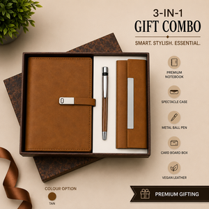 Brown PU Leather & <b>Metal</b> 4 in 1 Gift Set <b>Wallet</b> Pen Key Ring Corporate Promotional Gift Box with Personalization and Printing - Product Image 2