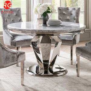 Meubles de salon <span class=keywords><strong>Arturo</strong></span> ensembles de table à manger ronde ensembles de salle à manger en marbre gris chromé table à manger et 4 chaises - Product Image 4