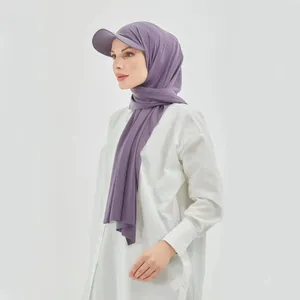2024 New Custom Logo Scarf Shawls Hijab with Baseball Cap Jersey Scarf Hijab Instant Premium Jersey Hijab Muslim Fashion 5 color