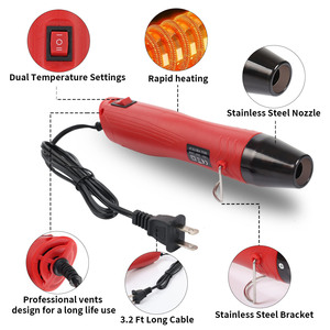 Pistola <span class=keywords><strong>de</strong></span> Aire Caliente Eléctrica <span class=keywords><strong>de</strong></span> 350W 110V (EE. UU.), 2 Boquillas, Temperatura Ajustable <span class=keywords><strong>de</strong></span> 100-300°C, Herramienta <span class=keywords><strong>de</strong></span> <span class=keywords><strong>Calor</strong></span> Multifuncional Portátil para Bricolaje - Product Image 2
