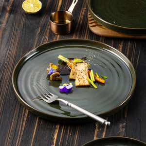 Piatti in Ceramica Reattiva Verde YAYU Artigianali per Ristoranti, Fornitura Commerciale di Stoviglie, Direttamente dalla Fabbrica - Product Image 2