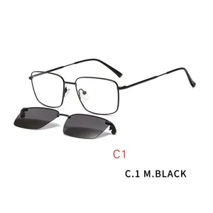 Toptan dikdörtgen çerçeve gözlük-Kare gözlük çerçeveleri gözlükler optik dikdörtgen gözlük manyetik güneş gözlüğü üzerinde klip manyetik gözlük