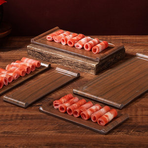 Plateau rectangulaire en bois pour viande, idéal pour les tranches de hot pot et les fêtes - Product Image 1