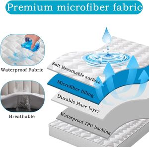 Funda de colchón acolchada de bolsillo profundo de hasta 21 "de sábana ajustable <span class=keywords><strong>impermeable</strong></span> silenciosa - Product Image 2