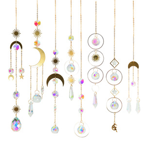 Moon and Stars Crystal Sun Catcher-Colgante <span class=keywords><strong>de</strong></span> prisma <span class=keywords><strong>de</strong></span> jardín con luz-Adorno colgante coleccionable - Product Image 1