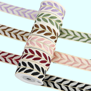 2.5厘米简约花卉提花100%涤纶面料装饰带高韧性家居装饰窗饰服装配饰 - Product Image 2