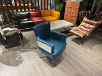 Chaise de bureau en cuir véritable de style aviateur, fabriquée aux États-Unis, au design industriel rétro, capitonnée, idéale pour la chambre à coucher.