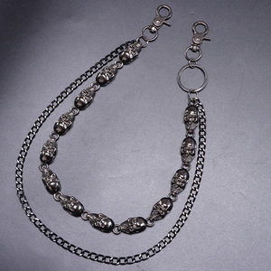 โซ่คาดเอวฮิปฮอปสองชั้นลายโครงกระดูก โลหะผสมสังกะสี เครื่องประดับยีนส์สำหรับใส่ทุกวัน - Product Image 6