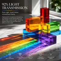 Ensemble de blocs de construction en acrylique/nylon transparent arc-en-ciel personnalisés OEM, jouet d'empilage en lucite cristalline, jeu éducatif sensoriel STEM