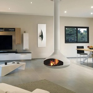 Estufa <span class=keywords><strong>de</strong></span> Leña Independiente <span class=keywords><strong>de</strong></span> Diseño Moderno <span class=keywords><strong>para</strong></span> Interiores con Quemador Colgante <span class=keywords><strong>de</strong></span> Hierro <span class=keywords><strong>para</strong></span> Calefacción con Leña y <span class=keywords><strong>Pellets</strong></span> en Villas - Product Image 5