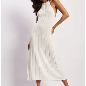 Vestido Midi Casual de Alta Calidad para Mujer, Diseño Personalizado al por Mayor, Nuevo, Sexy, a la Moda, con Espalda Descubierta, Tejido de Punto, Plisado - Product Image 2