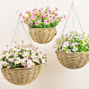 Cesta colgante para <span class=keywords><strong>maceta</strong></span>, Cestas tejidas de algas marinas para plantas, colgador de plantas blancas para exteriores, soporte suculento de <span class=keywords><strong>coco</strong></span> de 12 pulgadas - Product Image 2