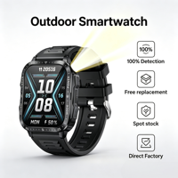 Reloj Inteligente para Exteriores KT79 2026, Pantalla de 1.96 Pulgadas, Linterna, Resistente al Agua 3ATM, Llamadas por BT, Monitor de Actividad Física, Logotipo Personalizado Disponible