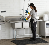 Évier de cuisine commercial en acier inoxydable SS304 à trois compartiments, évier utilitaire de préparation pour restaurant, autoportant, robuste
