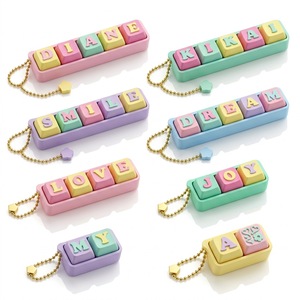 <b>Custom</b> Alphabet Letters Fidget Mini Mechanical Keyboards Switch Keyring Macaron Color Stress Relief <b>Keychains</b> - Product Image 1