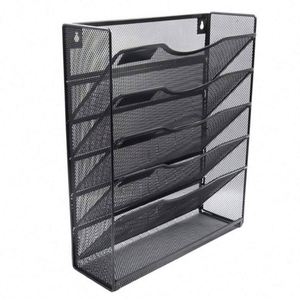Metal Mesh Wall <b>File</b> <b>Organizer</b> 5 Tier Vertical Mount Hanging <b>File</b> Holder Magazine Rack - Product Image 1