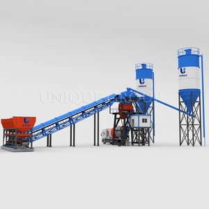 Sıcak ürünler hazır karışım HZS60 sabit bant konveyör tipi beton harmanlama santrali ile çimento silosu - Product Image 2