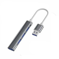 Hub USB C en alliage d'aluminium, adaptateur multiport 4 ports USB 3.0, transfert de données 5 Gbps pour ordinateur portable, PC, MacBook