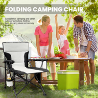 Chaise de camping pliable robuste avec accoudoirs rigides rembourrés, tube en acier de 22 mm, siège portable d'extérieur pour la pêche, le pique-nique, la plage