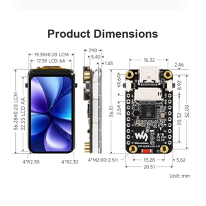Carte de développement Espressif ESP32-C5, écran LCD de 1,47 pouce, 172×320, 262K couleurs, RISC-V 32 bits, Wi-Fi 6 2,4G/5G, kit IoT 5 LE - Product Image 4