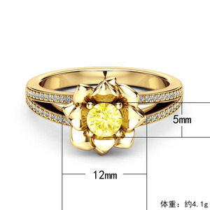 Rose Shape Zircon Inlaid Women Ring Elegant Daily Party Hand Jewelry - Product Image 3