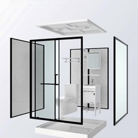 Salle de bain préfabriquée complète WC Toilettes Cabine de douche de luxe avec porte coulissante et cadre pour usage hôtelier