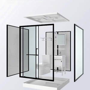 Salle <span class=keywords><strong>de</strong></span> bain préfabriquée complète WC Toilettes <span class=keywords><strong>Cabine</strong></span> <span class=keywords><strong>de</strong></span> <span class=keywords><strong>douche</strong></span> <span class=keywords><strong>de</strong></span> luxe avec porte coulissante et cadre pour usage hôtelier - Product Image 3