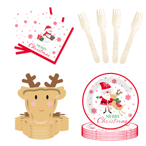 ชุดอุปกรณ์ตกแต่งงานเลี้ยงคริสต์มาส DAMAI จานกระดาษลายซานตาคลอสและกวางเรนเดียร์ ผ้าเช็ดปาก ชุดอุปกรณ์บนโต๊ะอาหารลายโนมคริสต์มาส - Product Image 3