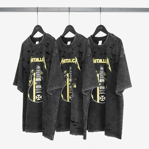 เสื้อยืดวินเทจสั่งทำ MOQ ต่ำ คุณภาพสูง เสื้อยืดฟอกสี เสื้อยืดฟอกสีซีดจาง เสื้อยืดไซส์ใหญ่ เสื้อผ้าผู้ชาย เสื้อยืดสำหรับผู้ชาย - Product Image 1