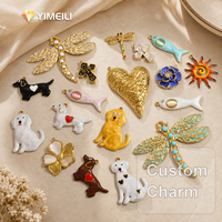 YIMEILI y Acero Inoxidable, Colgante de Esmalte con Baño de Oro de 18K, Diseño de Animales (Perro, Libélula, Pez Pequeño, Corazón), Charm DIY para Collar y Pulsera