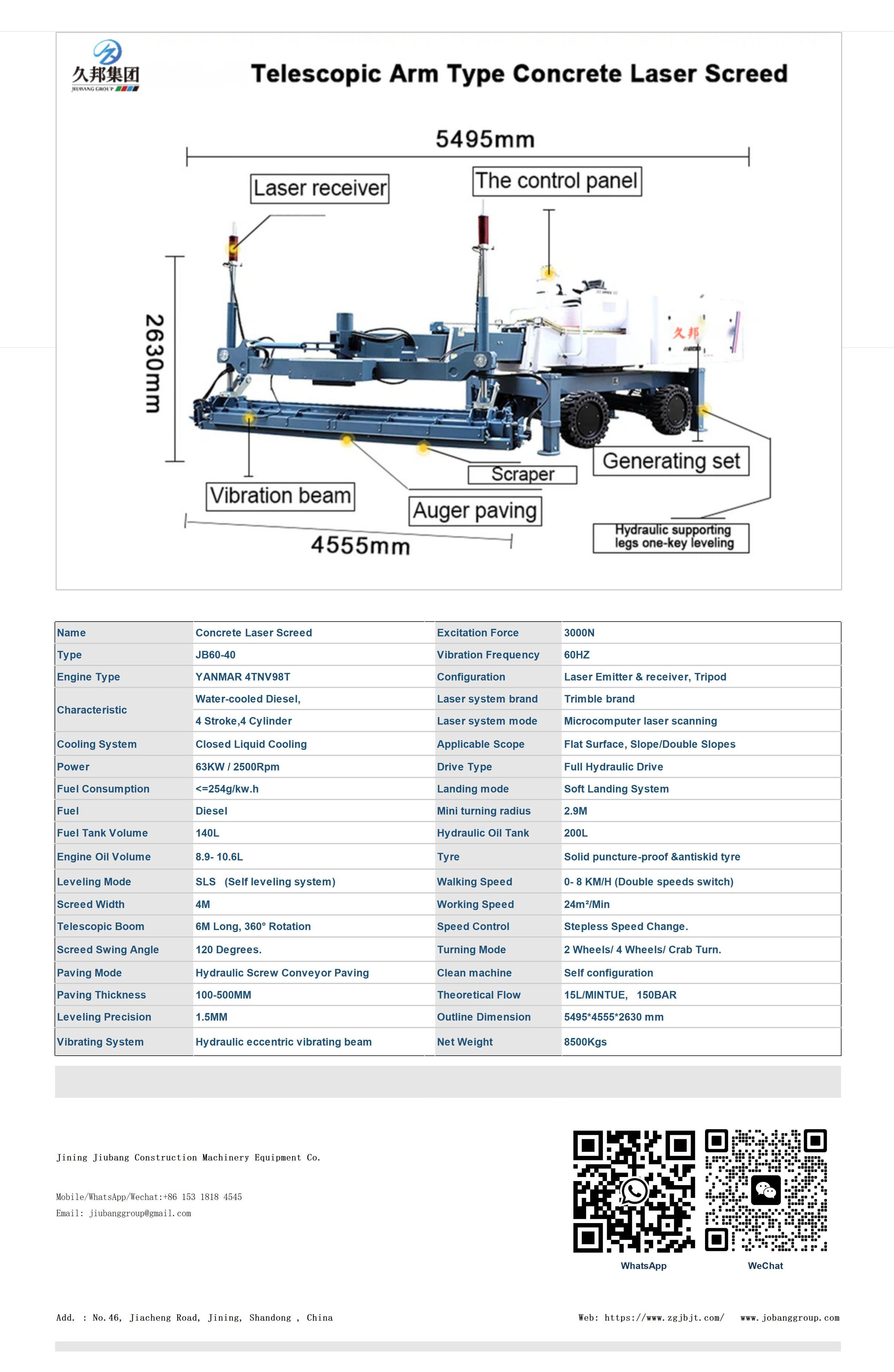 JB60-40 Laser-Guided Concrete Leveler - Efficient Screeding
