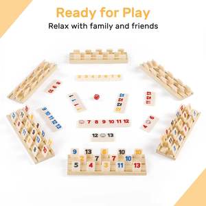 Jeu de Rummy Cube YuMing pour 6 <span class=keywords><strong>joueurs</strong></span>, avec supports en bois et étui de rangement, jeu de stratégie familial classique pour adultes et enfants, idéal pour l'intérieur, les voyages et les fêtes - Product Image 3